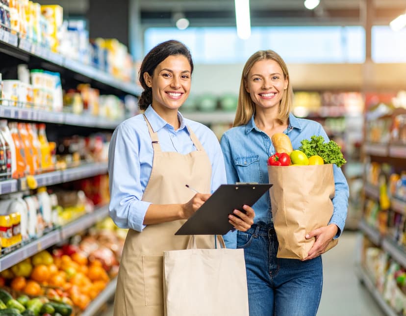 Caregiver helping senior with shopping bags